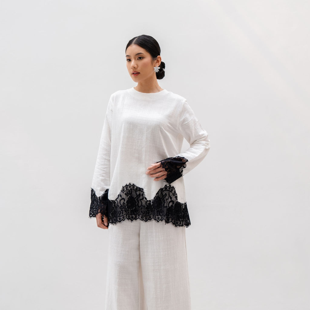 Verra Lace Longsleeve Top Linen