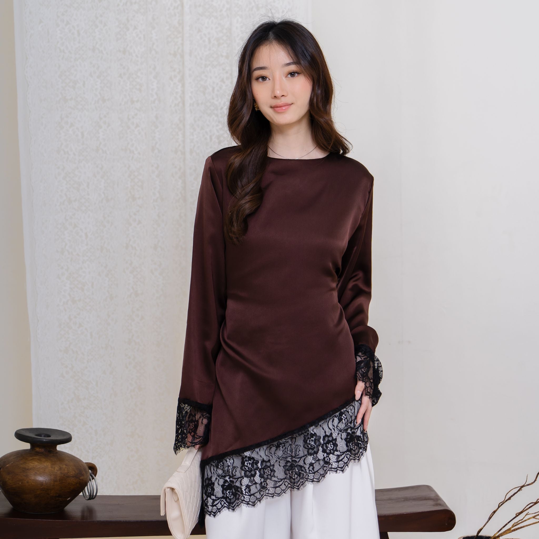 Selena Silk Lace Top