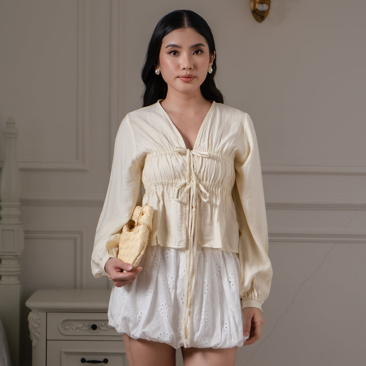 Lily Crinkleily Tie-Front Blouse
