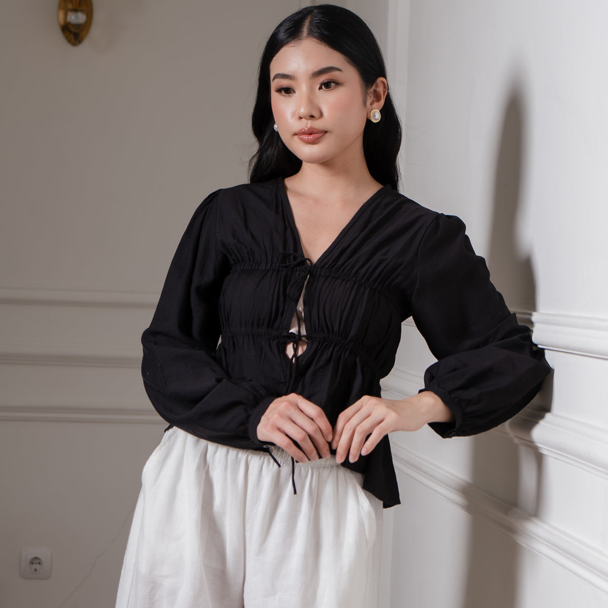 Lily Crinkleily Tie-Front Blouse