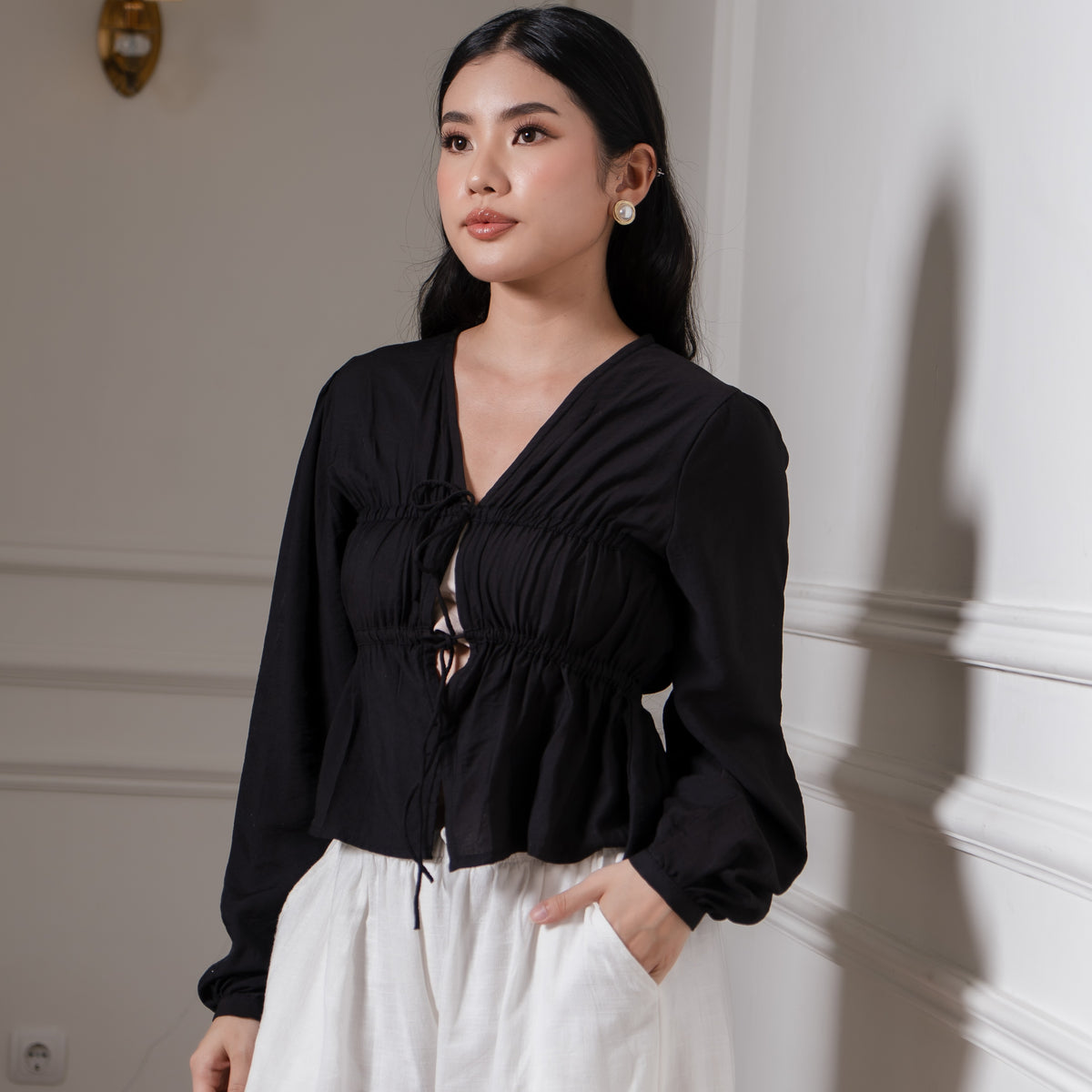 Lily Crinkleily Tie-Front Blouse