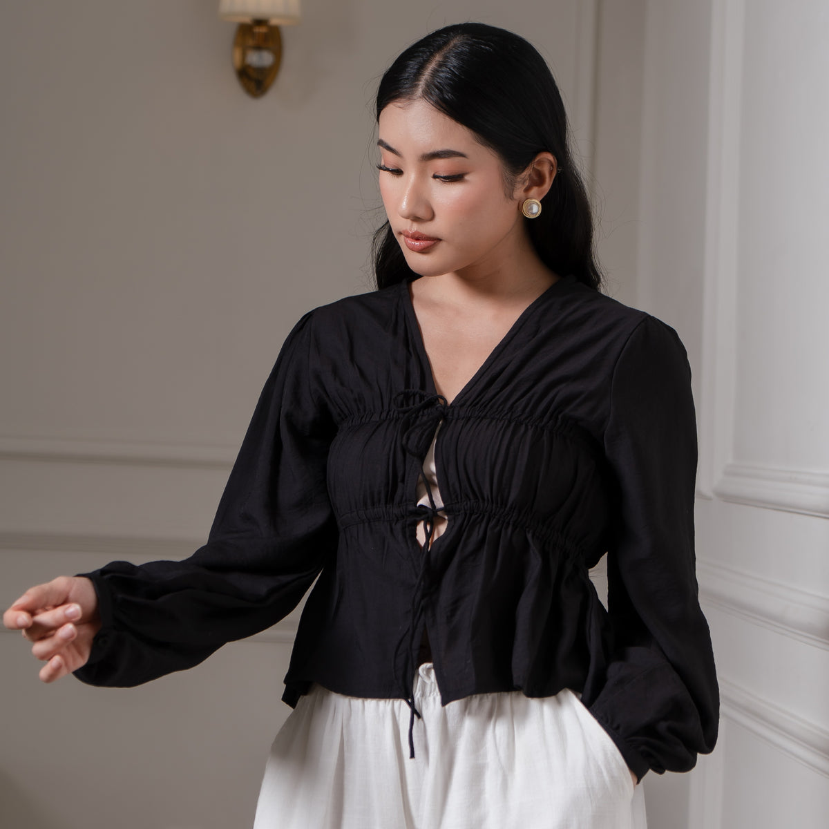 Lily Crinkleily Tie-Front Blouse