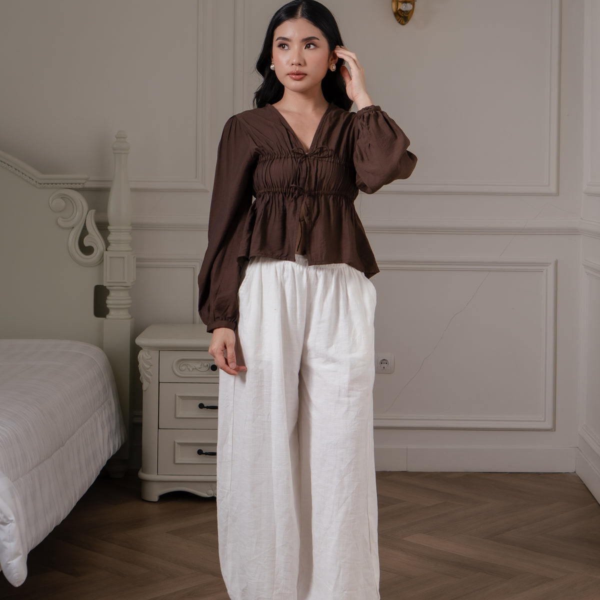 Lily Crinkleily Tie-Front Blouse