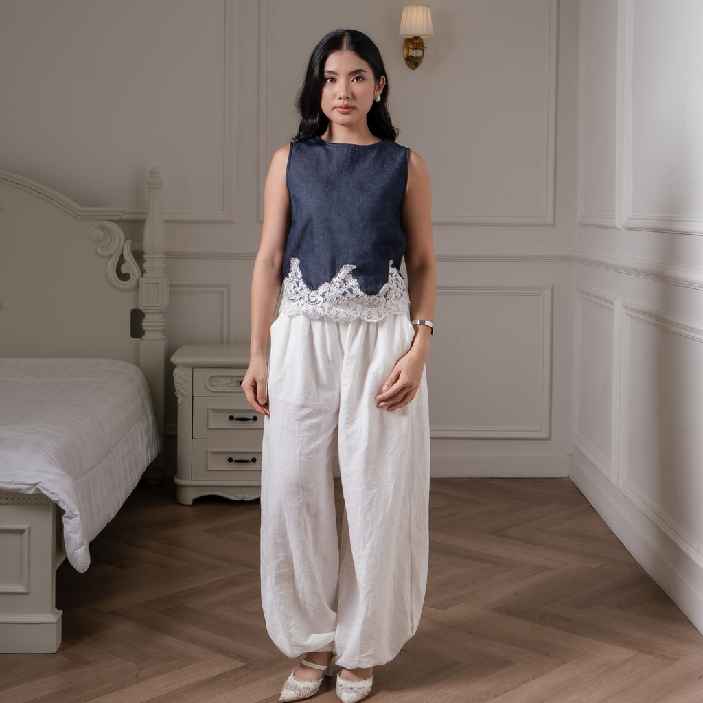 Nina Denim Lace Top