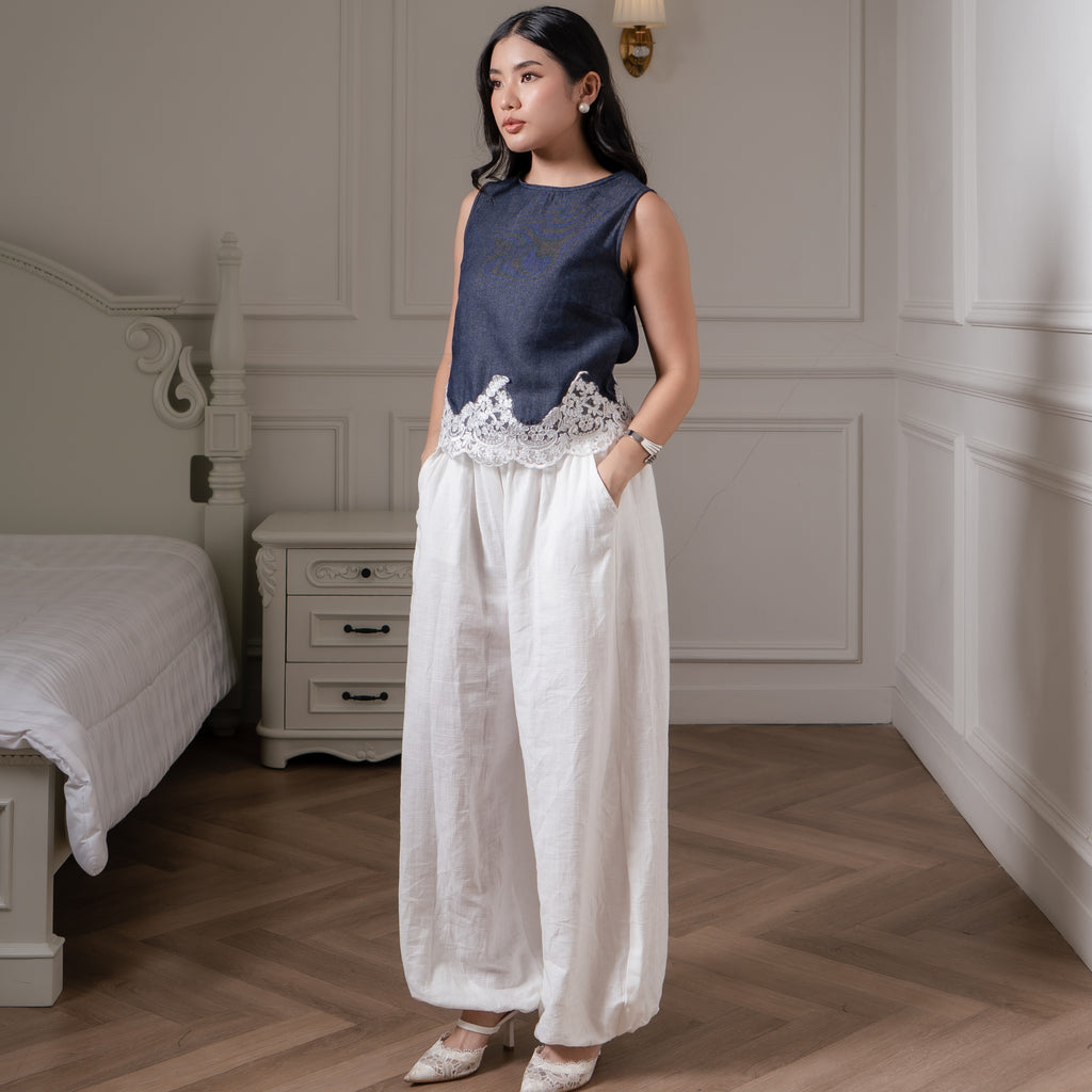 Nina Denim Lace Top