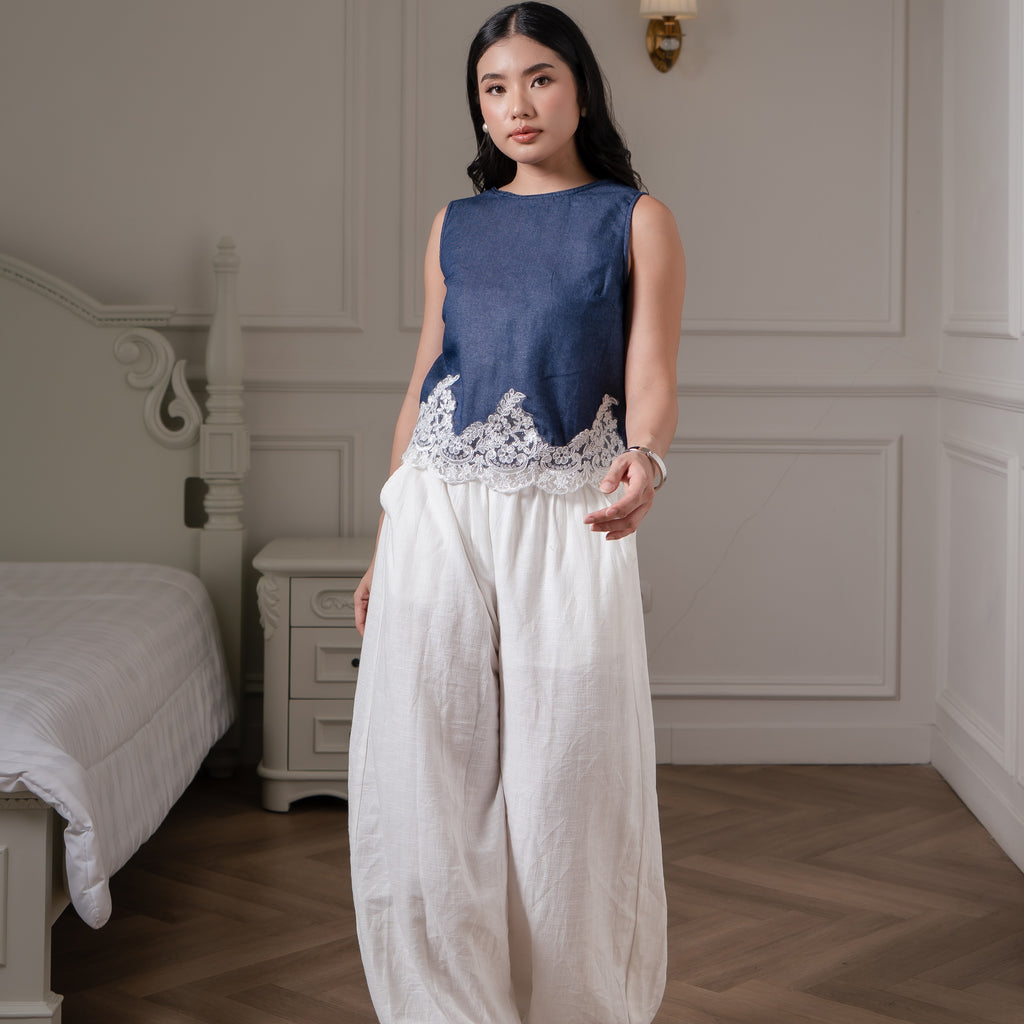 Nina Denim Lace Top