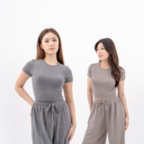 AIJO| Cia Oneck Top- Atasan Wanita Kekinian Rib Fit Panjang Polos Santai Nyaman Oneck Top Pendek Variasi Basic Oblong Kaos Baju Simple