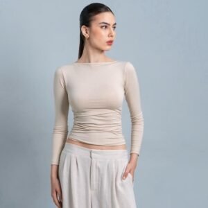 Joyce by AIJO [Premium] Freya Longsleeve Kerut Top - Atasan Fitted Wanita Lengan Panjang - Atasan Bodyfit Korean Style