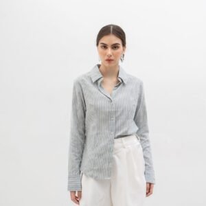 Joyce by AIJO [Premium] Bora Shirt - Atasan Kemeja Lengan Panjang Wanita Stripe - Casual Fitted